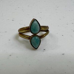 Anju Jewelry Tanvi Ring Size 7 Amazonite Blue Gold Tone‎ Teardrop Gemstone